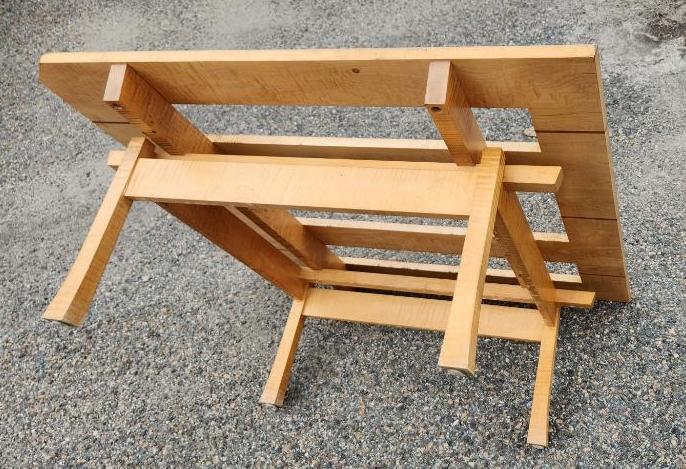 Tiger Maple/ Granite Mid - Century Modern Coffee Table
