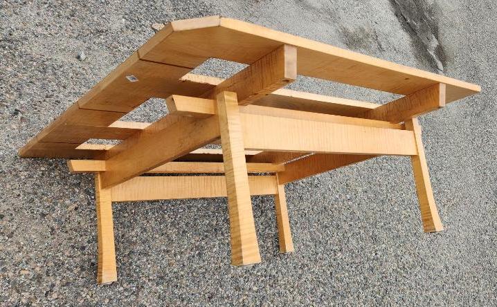 Tiger Maple/ Granite Mid - Century Modern Coffee Table