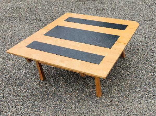 Tiger Maple/ Granite Mid - Century Modern Coffee Table