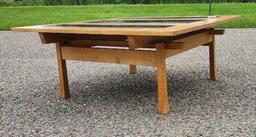 Tiger Maple/ Granite Mid - Century Modern Coffee Table