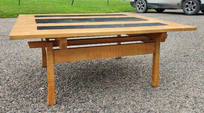 Tiger Maple/ Granite Mid - Century Modern Coffee Table
