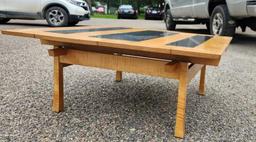 Tiger Maple/ Granite Mid - Century Modern Coffee Table