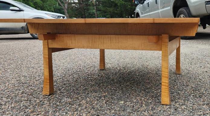 Tiger Maple/ Granite Mid - Century Modern Coffee Table