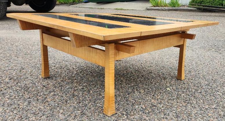 Tiger Maple/ Granite Mid - Century Modern Coffee Table