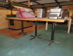 (3) Wood & Pedestal Base 4-Top Tables
