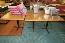 (3) Wood & Pedestal Base 4-Top Tables