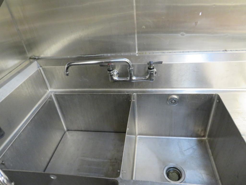 3-Bay 2-Faucet SS Right-Angle Dish Sink