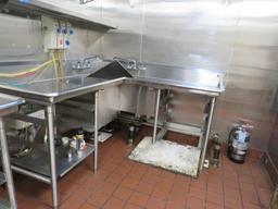 3-Bay 2-Faucet SS Right-Angle Dish Sink