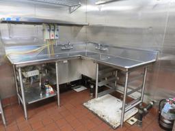 3-Bay 2-Faucet SS Right-Angle Dish Sink