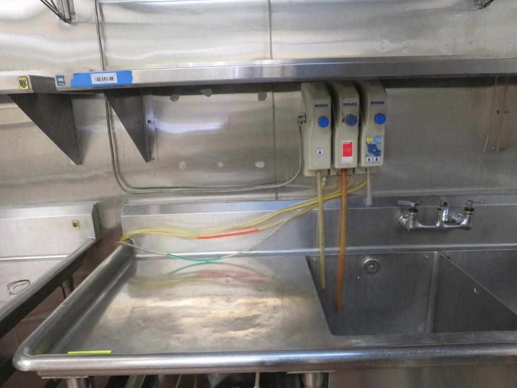 3-Bay 2-Faucet SS Right-Angle Dish Sink