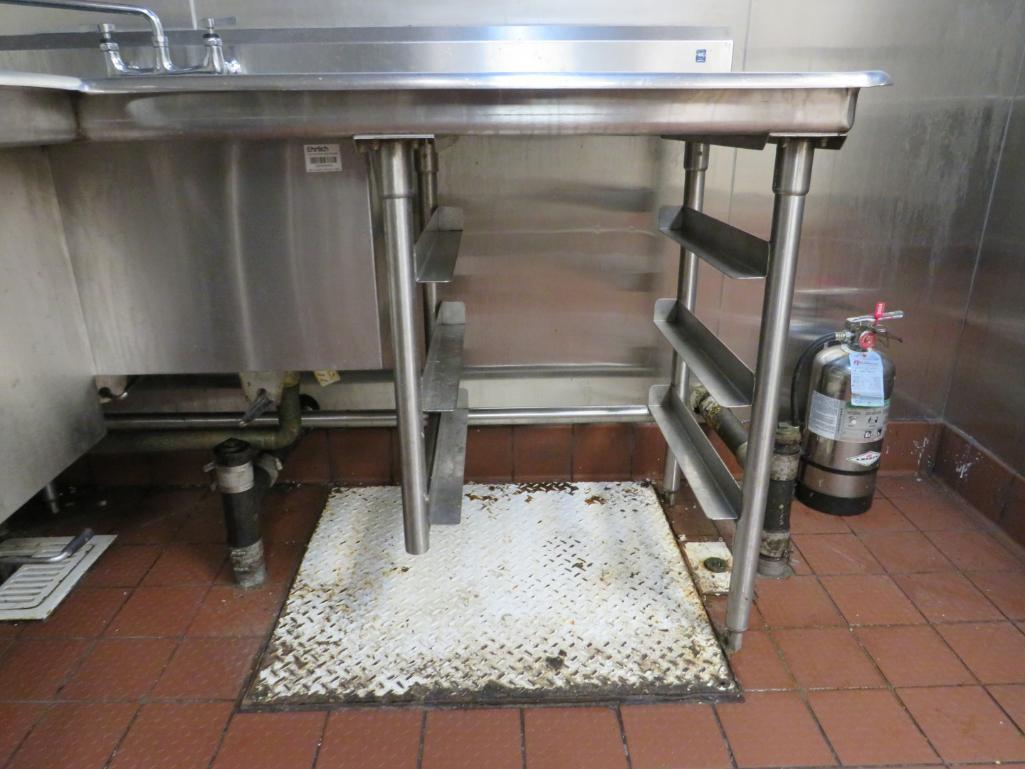 3-Bay 2-Faucet SS Right-Angle Dish Sink