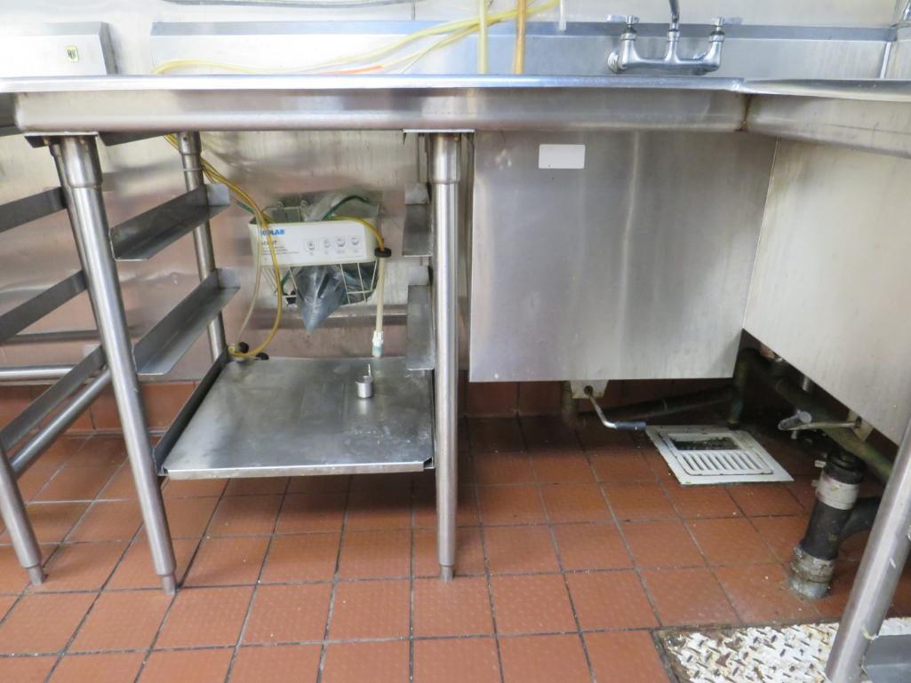 3-Bay 2-Faucet SS Right-Angle Dish Sink