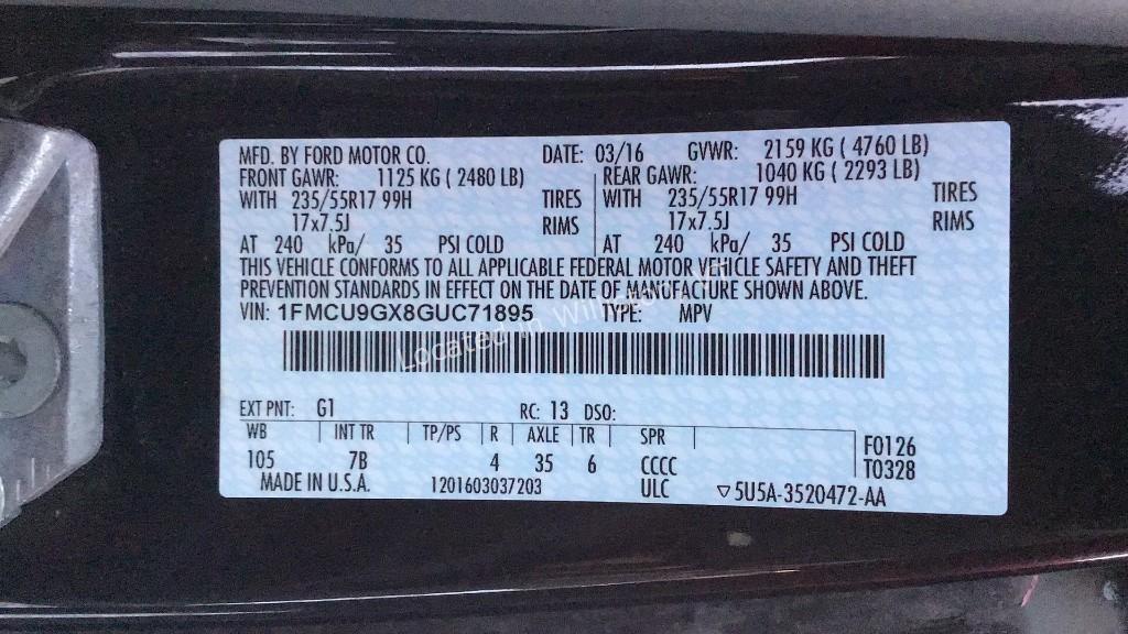 2016 Ford Escape SE I4, 1.6L T