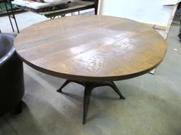 48" Diameter Wood Table on Steel Base