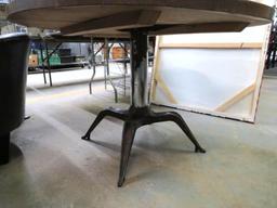 48" Diameter Wood Table on Steel Base