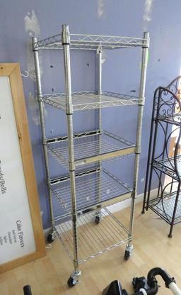 5-Tier Rolling Metal Wire Shelf