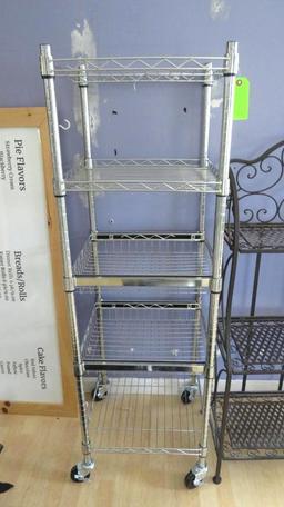5-Tier Rolling Metal Wire Shelf