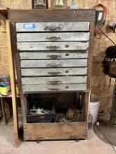 8-Drawer Rolling Cabinet w/ Contents