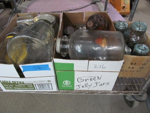 (3) Boxes Vintage Food Jars, Jelly Jars, etc