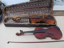(2) Violins, (2) Bows & Wood Case