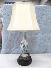 Antique E. Challinor Painted Table Lamp