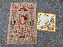 (2) Hand Hooked Folky Rugs