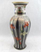 Tall Hand Painted Japanese Iris Vase