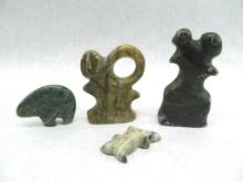 (2) Inuit Carvings & (2) Stone Fetishes