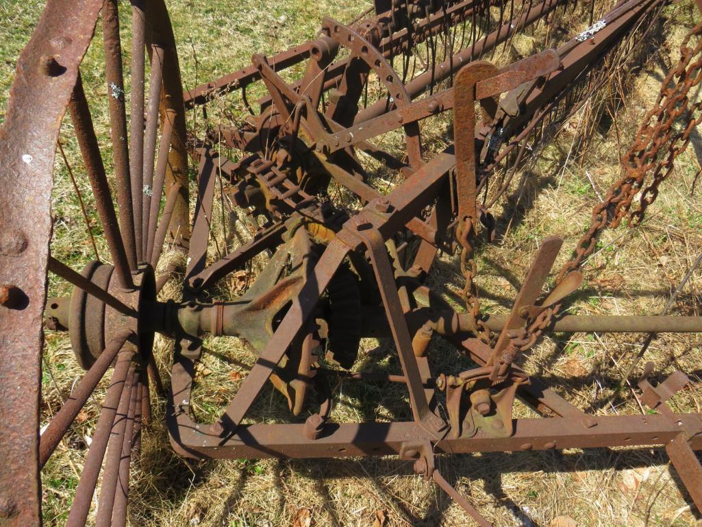 Antique Draw Behind Side Distribution Hay Rake