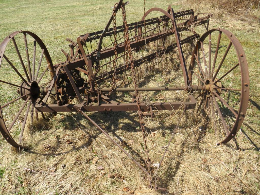 Antique Draw Behind Side Distribution Hay Rake