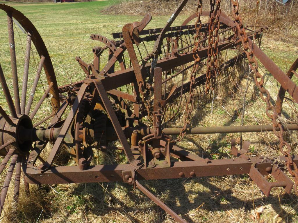 Antique Draw Behind Side Distribution Hay Rake