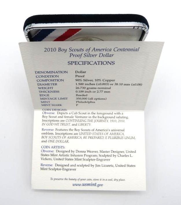 2010 U.S. Boy Scouts of America Proof Silver Dollar