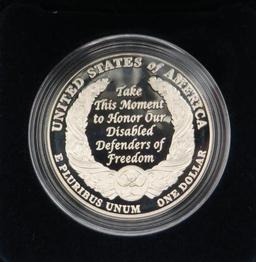 2010 U.S. American Veterans Disabled for Life Proof Silver Dollar