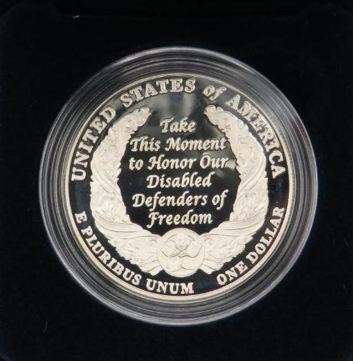 2010 U.S. American Veterans Disabled for Life Proof Silver Dollar