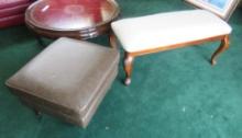 Vintage Bed Bench w/ Leather Ottoman