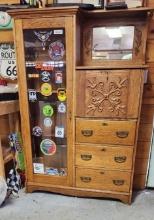 Combination Bookcase and Oak Secretary