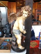 Mid Century Carved Angel Sculpture