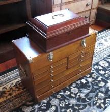 9-Drawer Wooden Top/Hobby Chest & a Jewelry Box