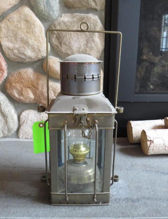Great Brass Kerosene Lantern w/ Bale & Side Hangers