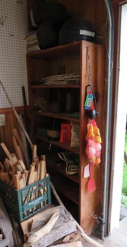 6-Shelf Pine Storage Shelf w/ Garden Supplies