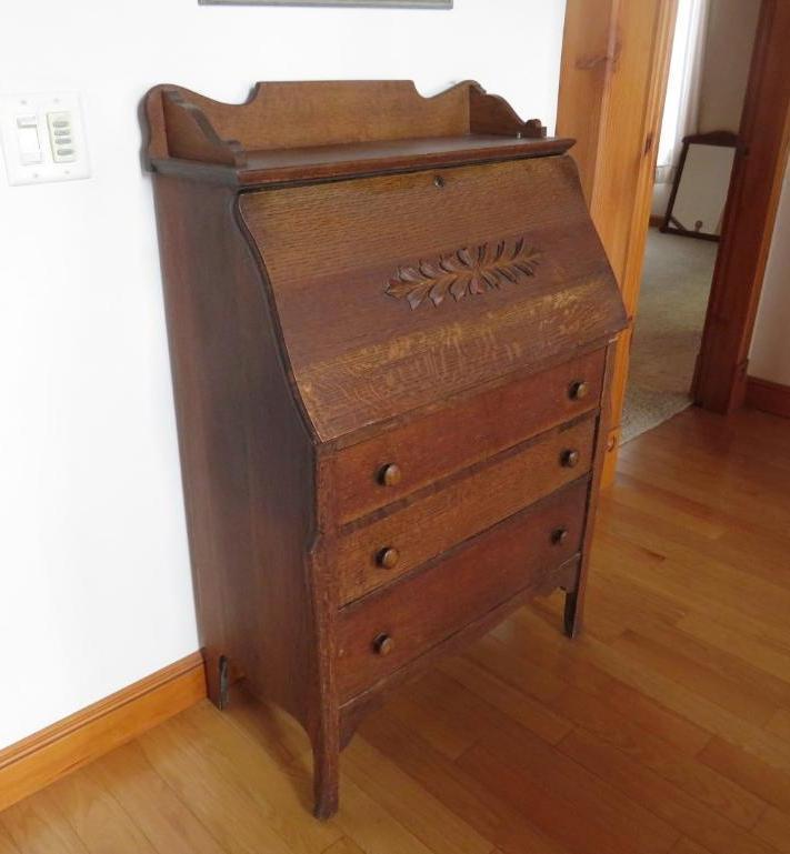 Larkin 3-Drawer Oak Secretary