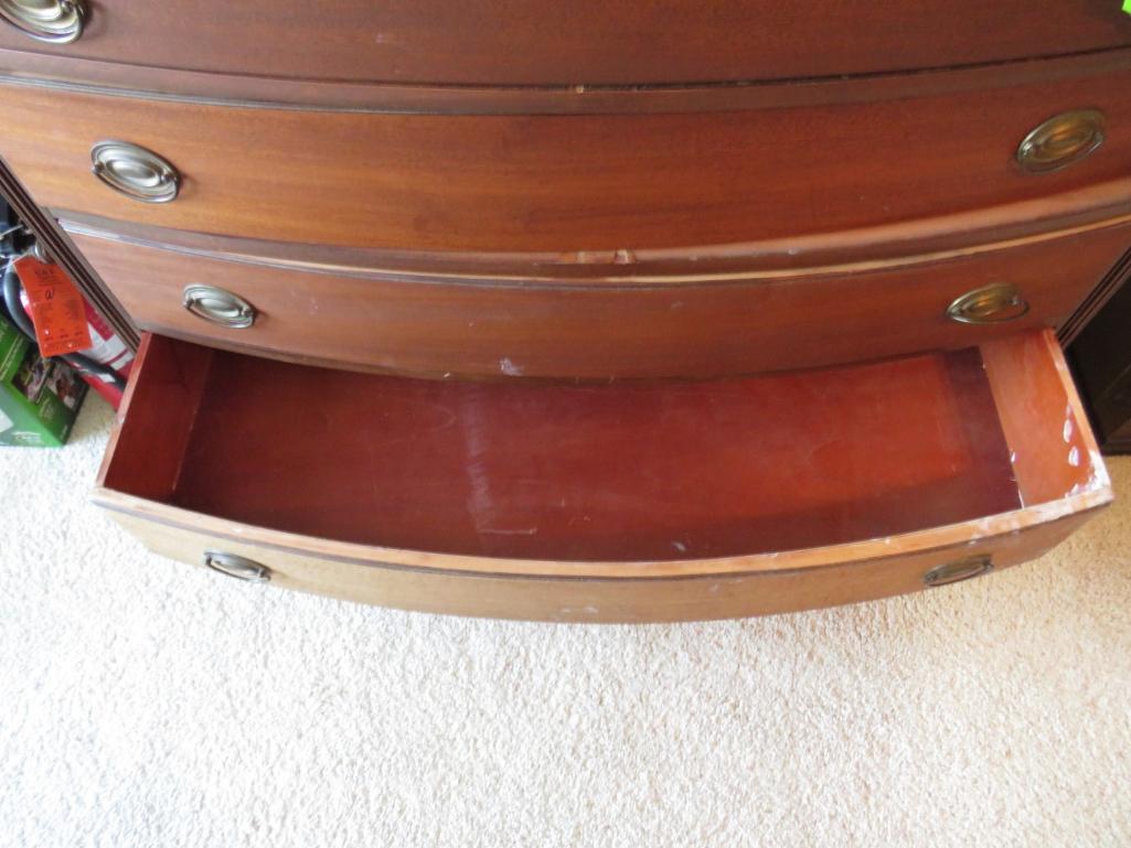 Mahogany Veneer Bow Front Dresser w/ Mirror