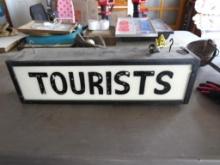 Vintage Light-Up Wood Tourists Sign