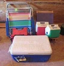 (5) Folding Beach Chairs (3) Igloo Coolers