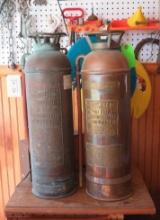 (2) Antique Copper & Brass Fire Extinguishers
