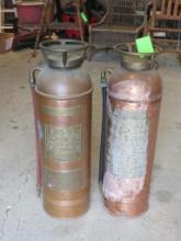 (2) Antique Copper & Brass Fire Extinguishers