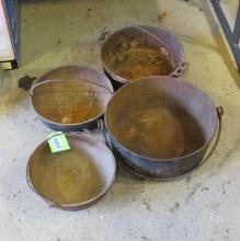 (4) Cast Iron Cooking Pots