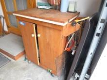 Wood Island Cabinet On Casters