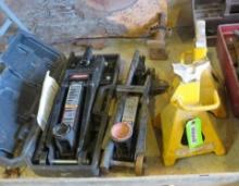(2) Rolling Hydraulic Floor Jacks; (2) Jack Stands