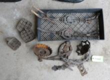 Asst. Cast Iron Antique Kerosene Lamp Wall Sconces and Buggy Steps